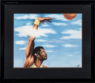 Kareem Abdul-Jabbar Skyhook Print by Terry Smith in 32x28 Framed Display (Abdul-Jabbar LOA)